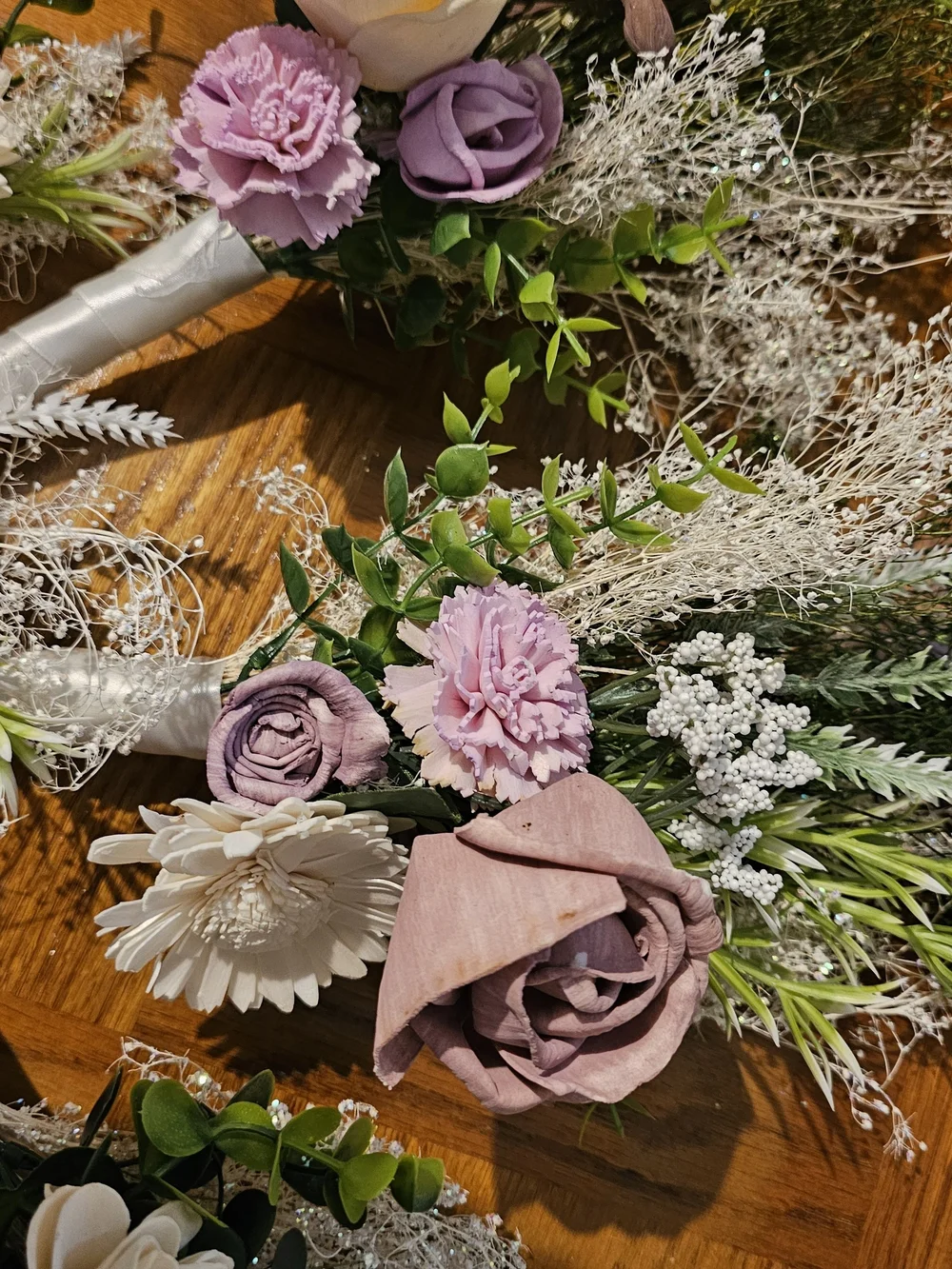 Wedding In A Box! Purples& Cream Floral Bouquet And Boutonniere Set